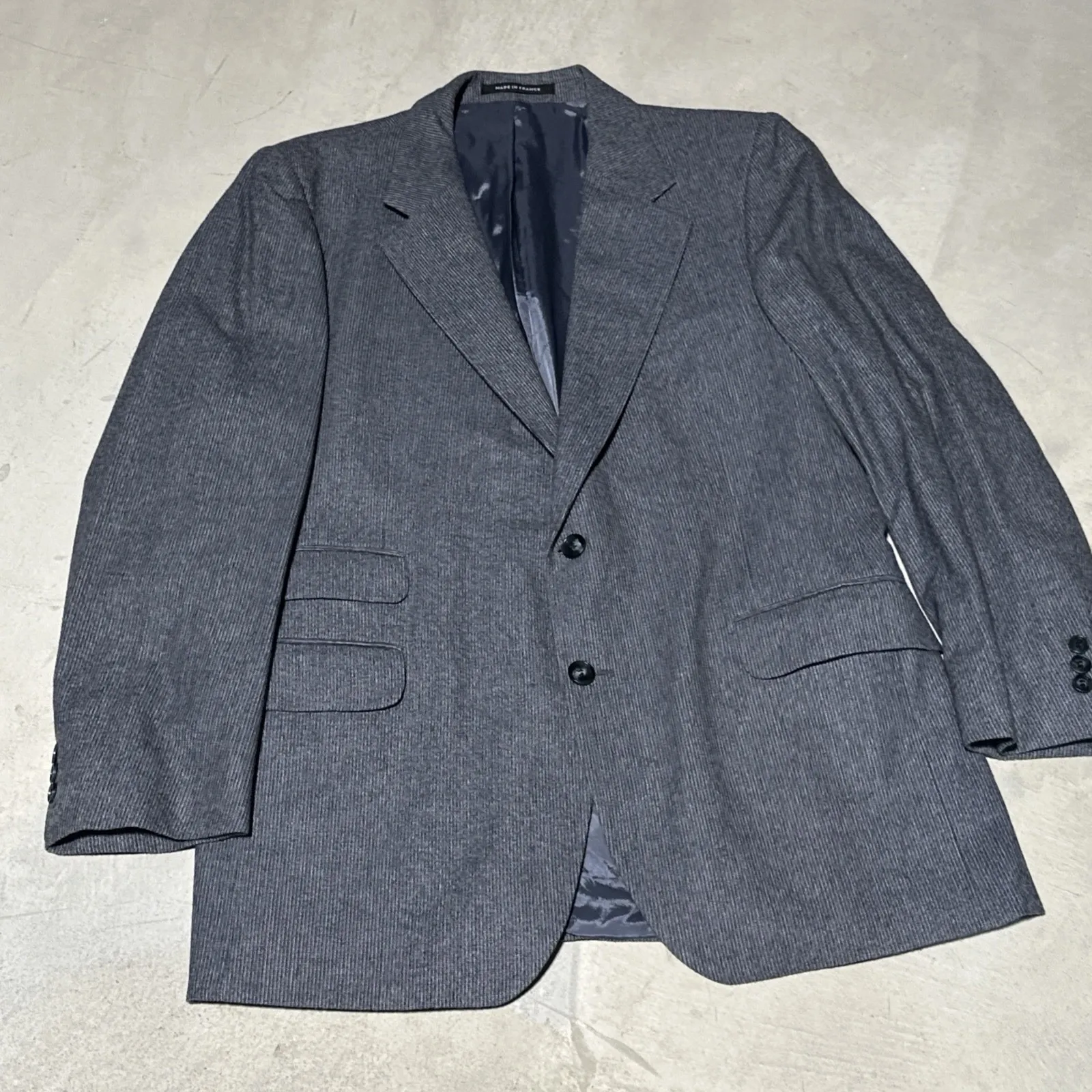 Yves Saint Laurent Men's Wool Blazer Made In France Grey Vintage Jacket SZ L - Image 4
