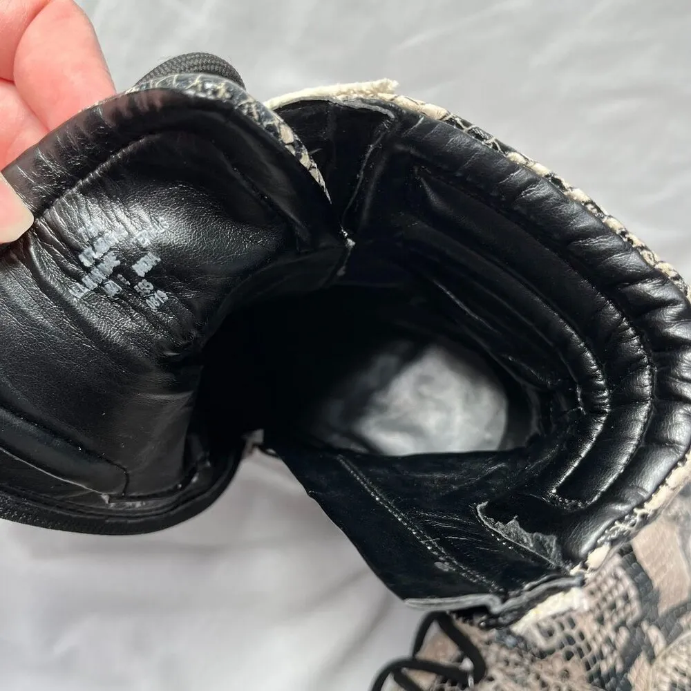 Marc Fisher Laboni Snake Print Lace-Up With Side Zip Combat Boots Womens 7.5 - Image 11