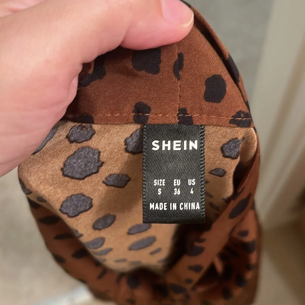 Shein brown and black animal print blouse size S #117 - Image 4