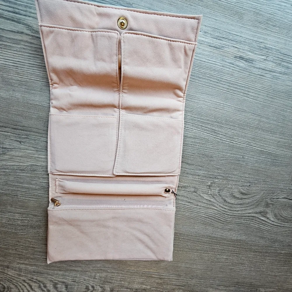 Becko Leather and Flannel Folding Travel Jewelry Organizer Pink - Image 2