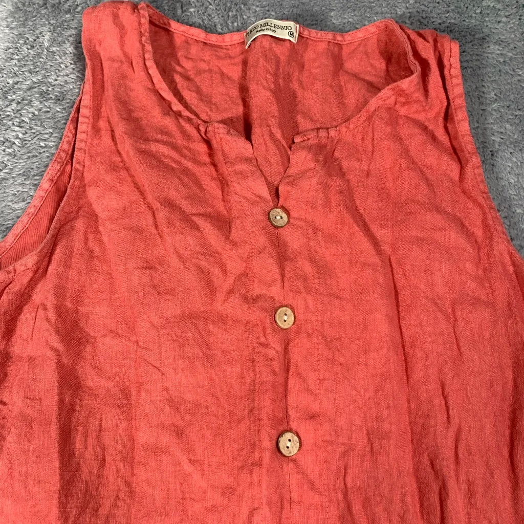 Terzo millennio linen Sleeveless Coral Button - Image 3