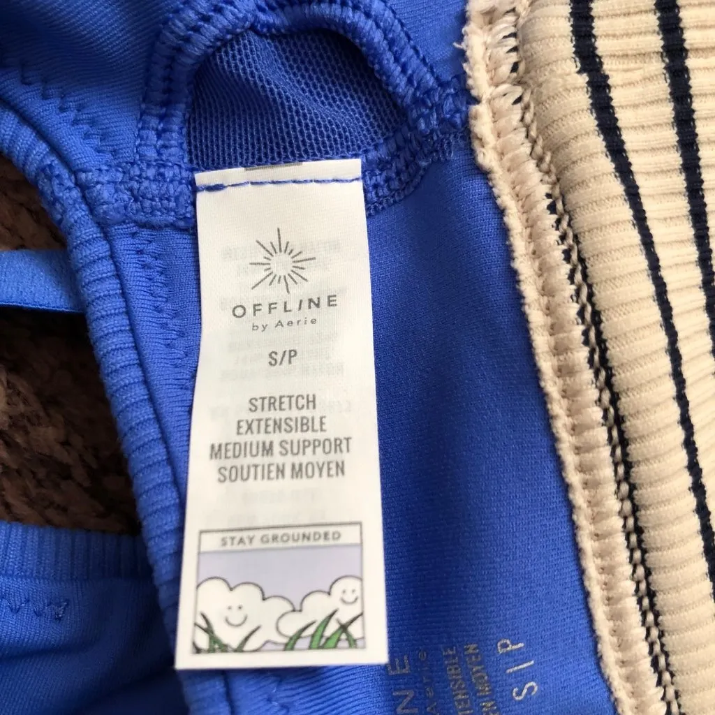 Offline By Aerie Medium Support Striped Sports Bra Blue Size‎ S/P NWT - Image 6