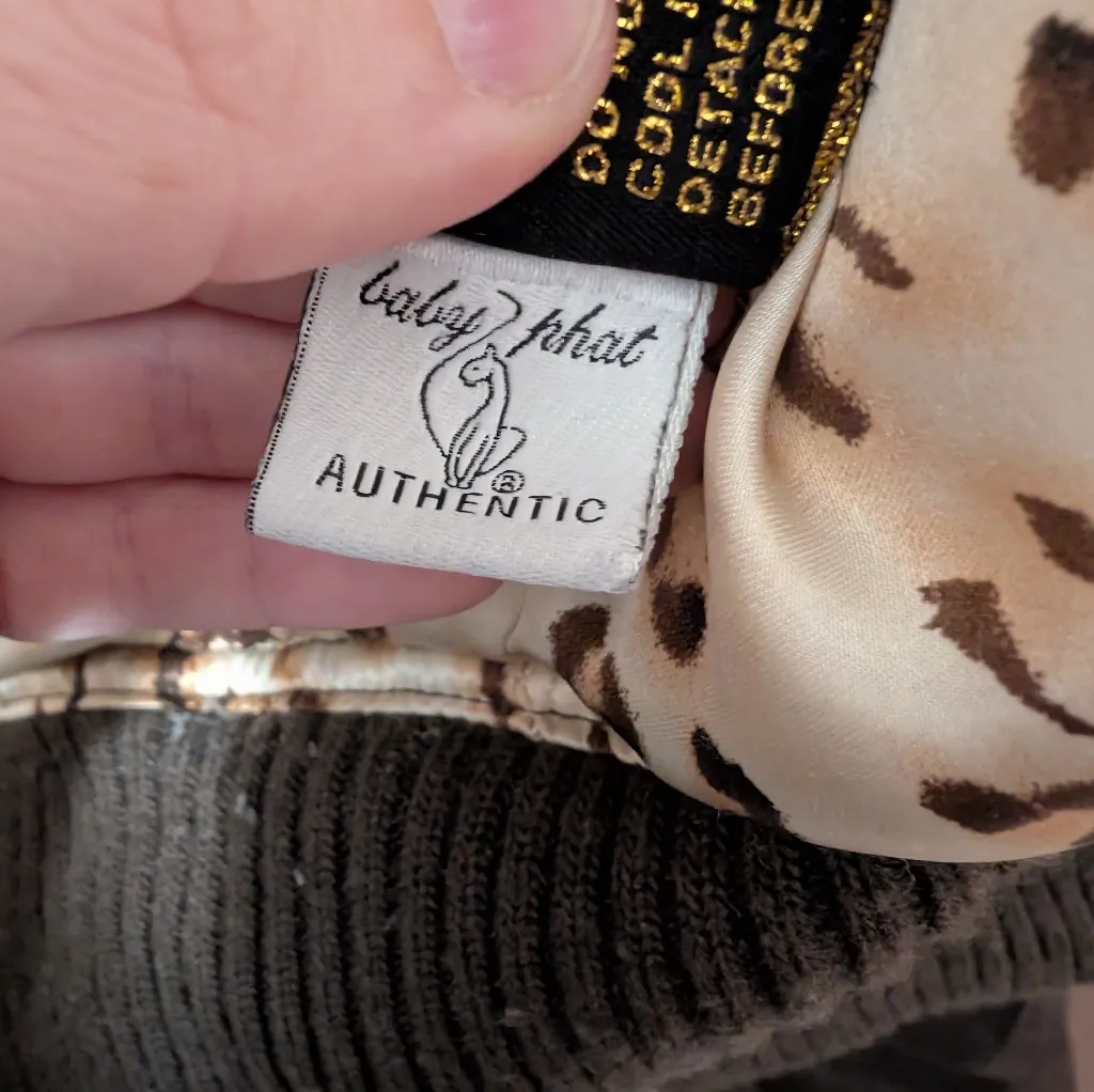 Y2K Baby Phat Convertible Puffer Jacket Women's Large Animal Print/Brown - Image 7