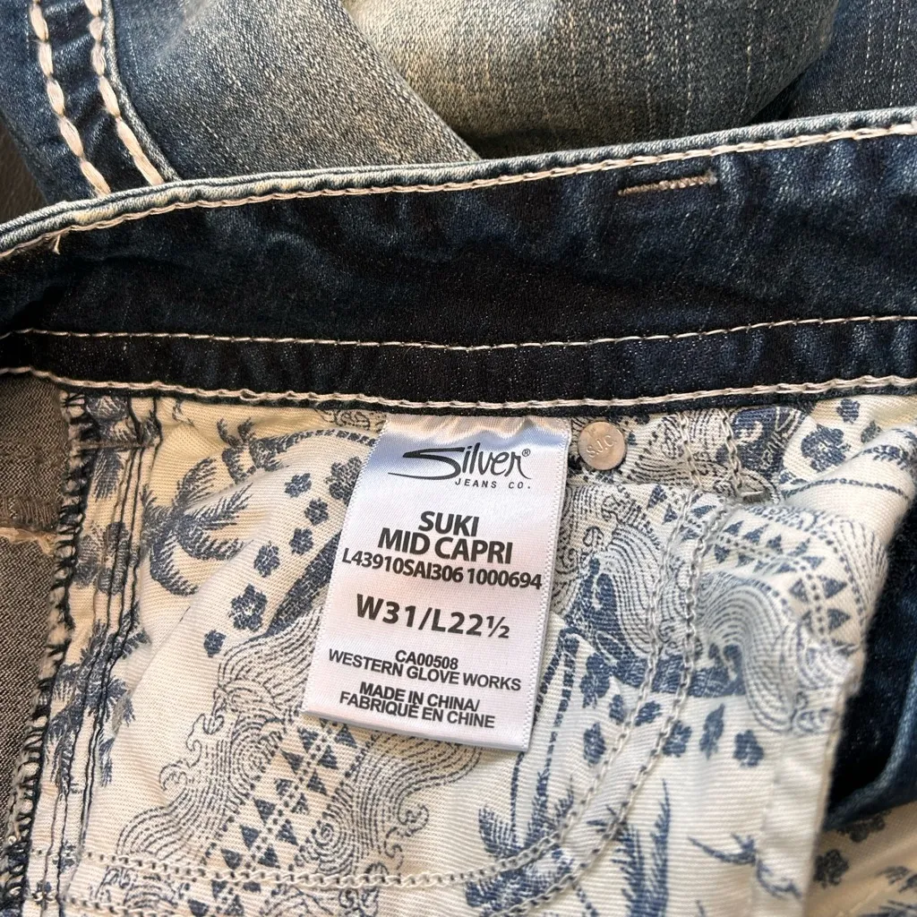 Silver Blue Jeans Suki Mid Capri Fluid NWT Womens waist size 31 W31/L22 1/2 - Image 7