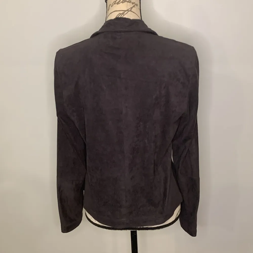 Cupcakes & Cashmere Mackenzie faux suede stretch open front draped jacket M - Image 5