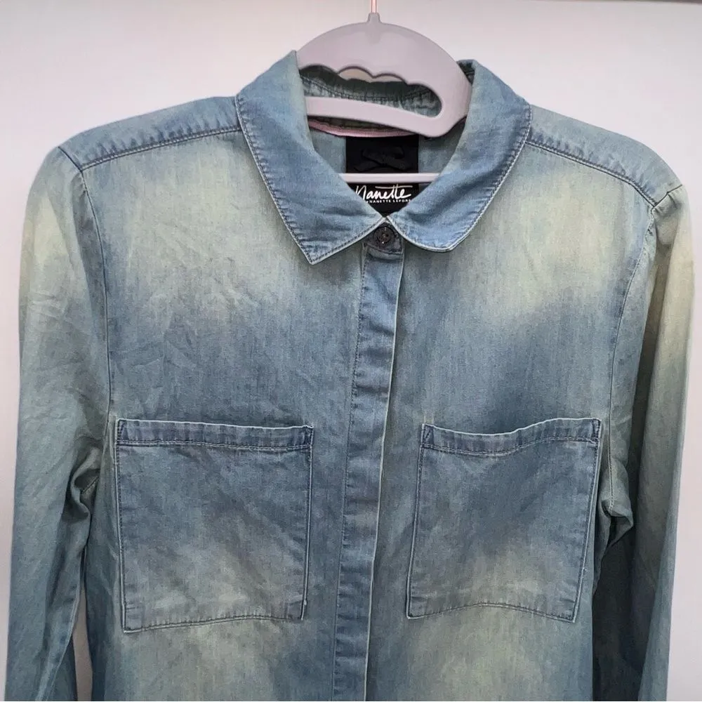 Nanette by Nanette Lepore Denim Chambray Casual Shirt w/Zippered Vents @Sides-S - Image 3