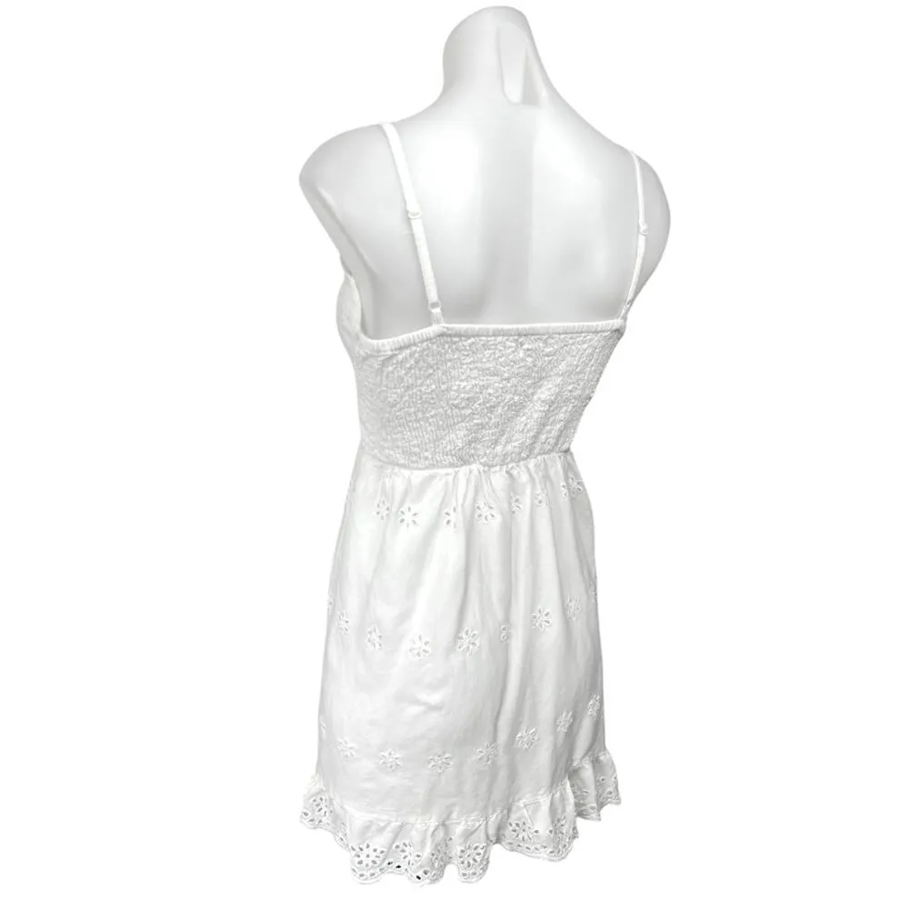Jessica Simpson White Eyelet Lace Embroidered Sleeveless Cami Camisole Dress M - Image 4