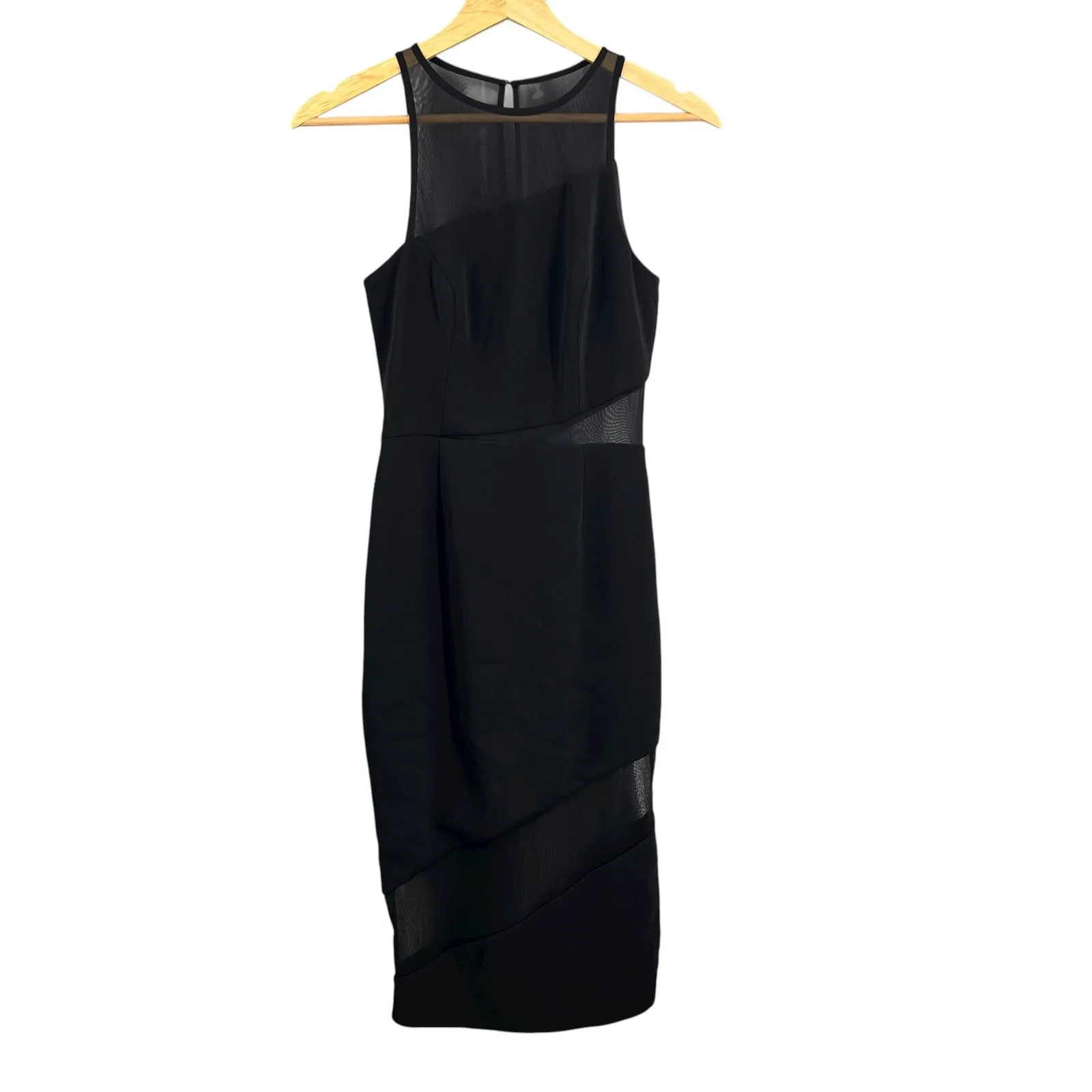 Jay Godfrey Black Sheer Mesh Panel Sleeveless Sheath Midi Dress Size 00 - Image 3