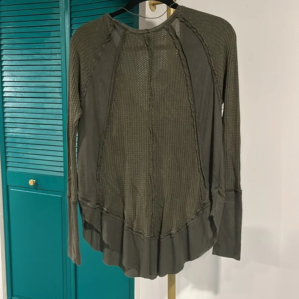 Free People Catalina Thermal Top Olive Green Long Sleeve Top XS - Image 7