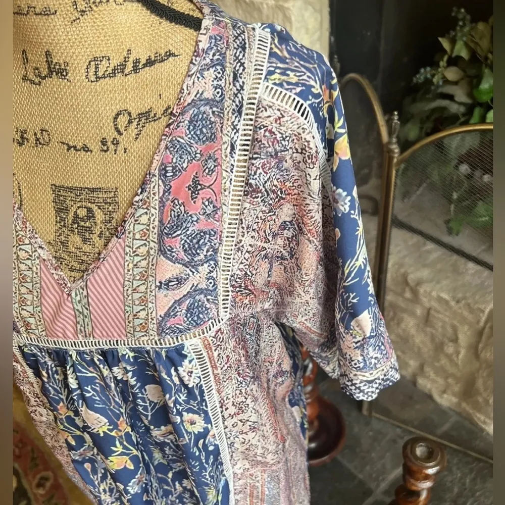 Cozy Casual C.O.Z.Y. Wildflower Print Patchwork Blouse for Size M - Image 8