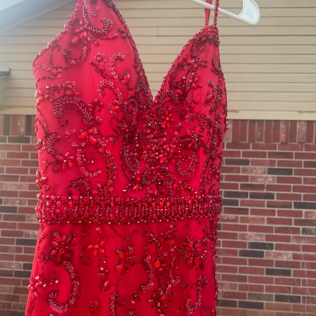 Mori Lee Vibrant Red Prom Dress - Image 2