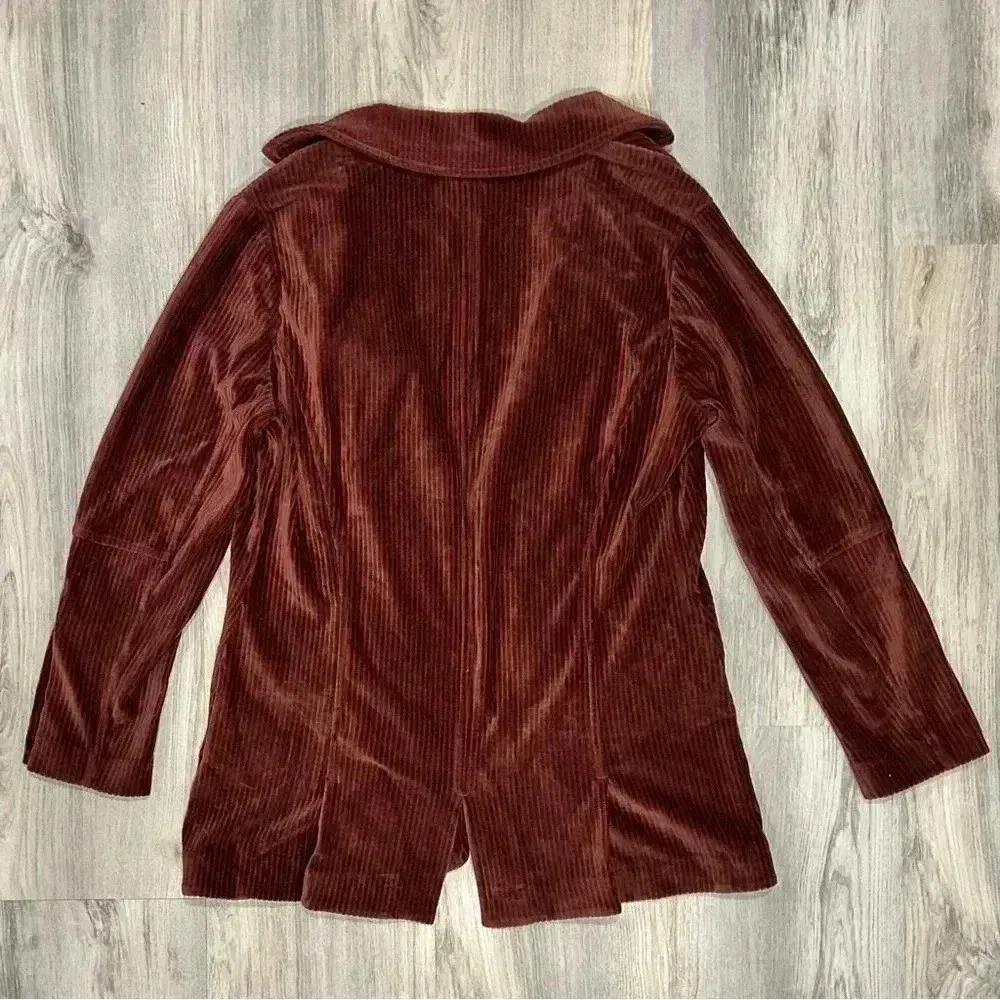 Simply Noelle Brown Corduroy Blazer Jacket Long Sleeve Collared Size L/XL - Image 7