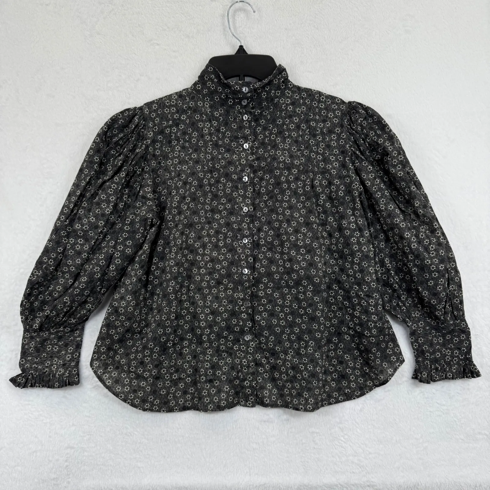 LoveShackFancy XS Floral Mock Neck‎ Blouse Long Sleeve Top Boho Chic NWOT - Image 9