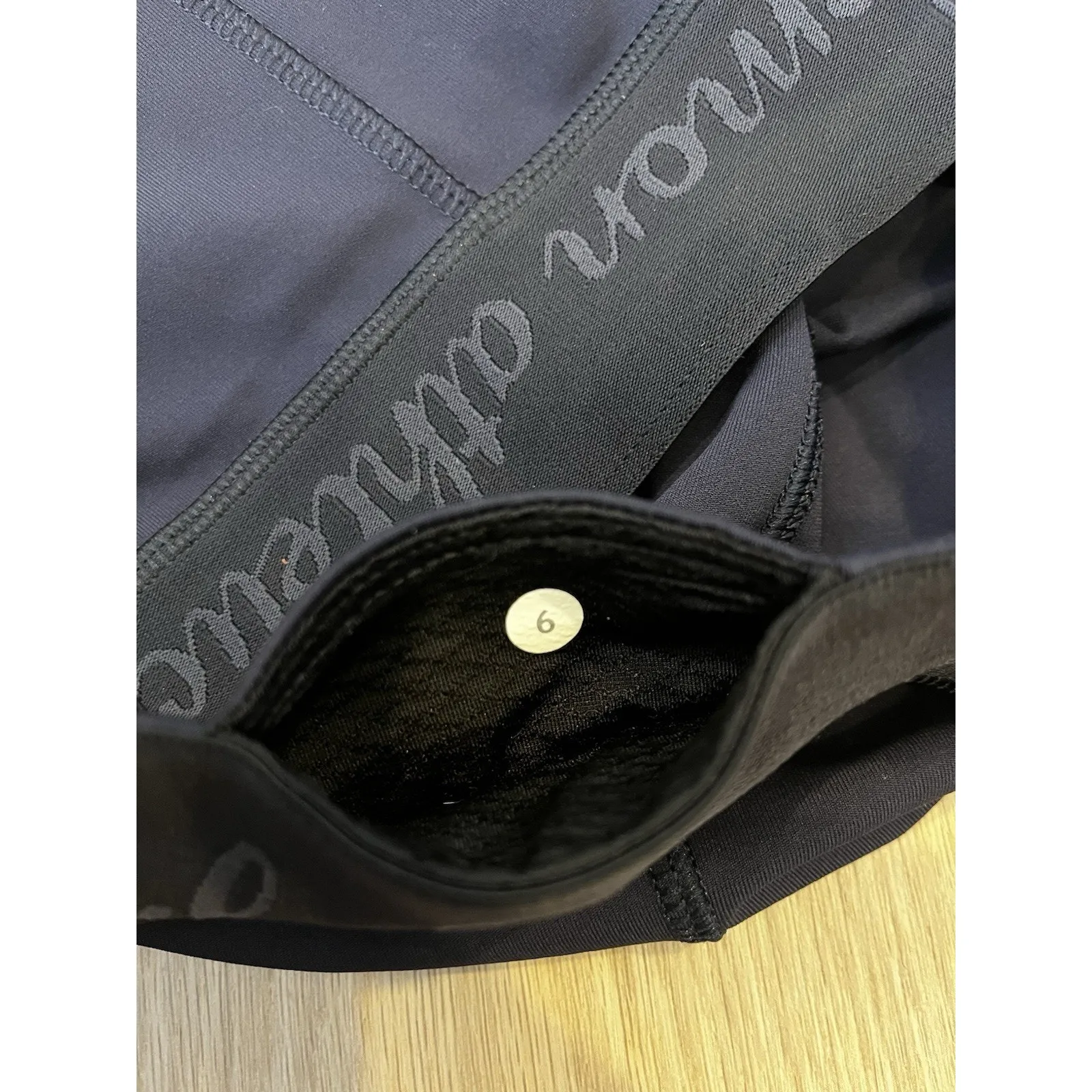 Lululemon Athletica Biker Navy Shorts Wide Waisband Activewear Pockets 6 Blue - Image 6