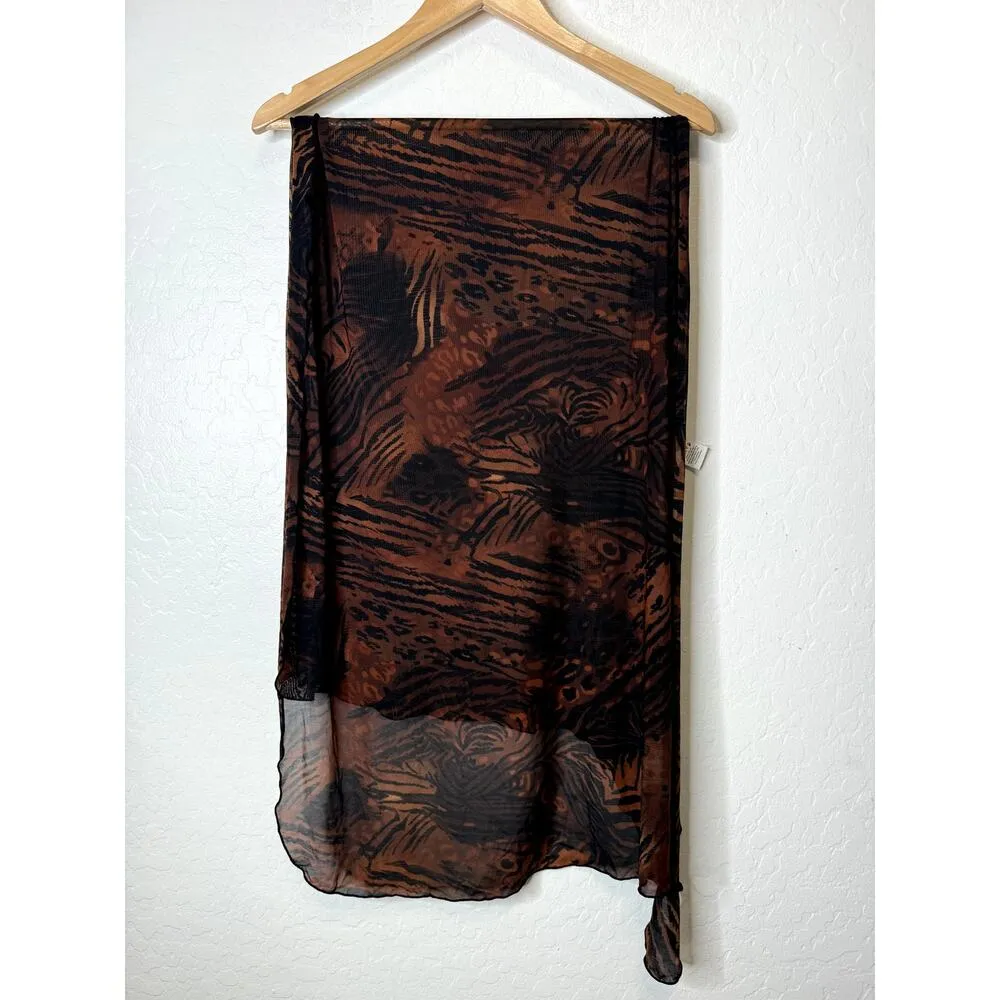 Sirena Beachwear Swimwear Size 22W One Piece with Scarf Cover Skirt Animal Print Brown - Image 9