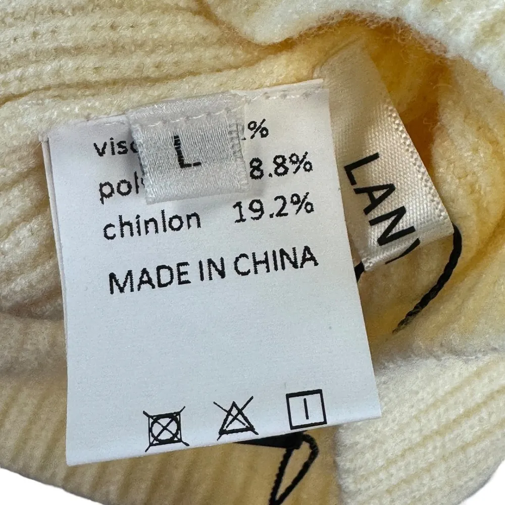 Sleeveless Knit Sweater Vest Top Pocket Casual Layering Cream Butter Yellow Sz L Size L - Image 3