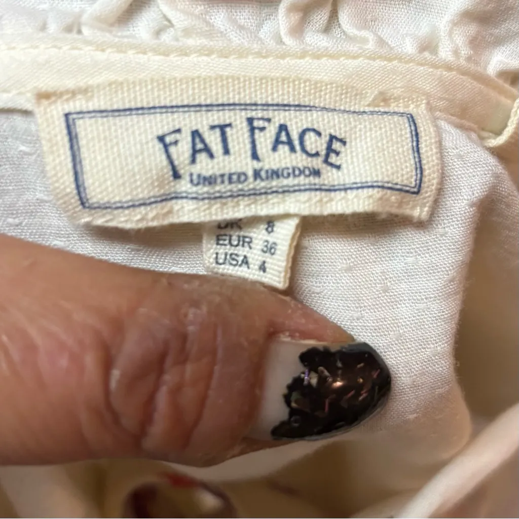 Fat Face Ida Floral Embroidered Boho Cottage Coastal Long Sleeve Blouse 4 White - Image 9