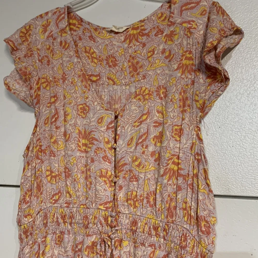 LUCKY BRAND YELLOW PINK FLORAL FELICE HI LOW MIDI DRESS XL - Image 3