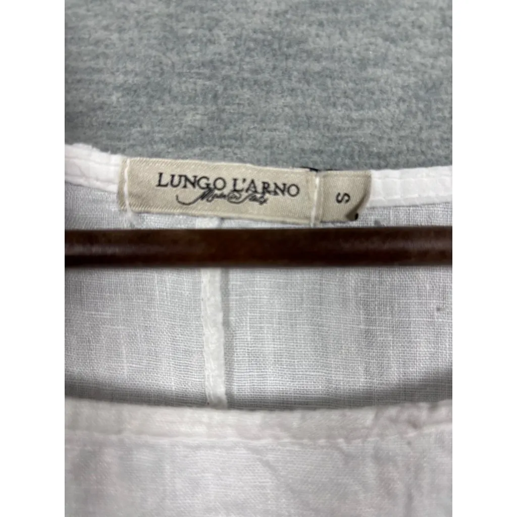 Lungo LArno Top S‎ Womens White 100% Linen Italy Lagenlook Beachy - Image 2