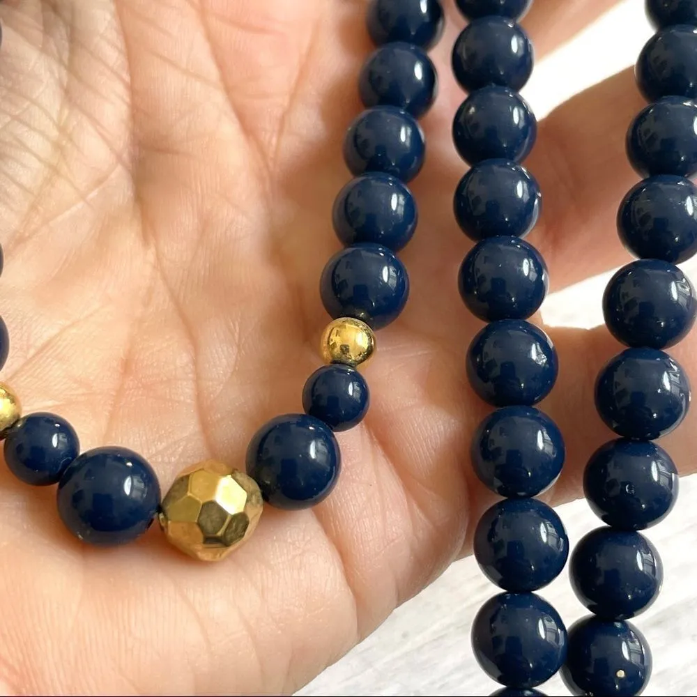 Navy and gold tone german silver necklace - Image 4