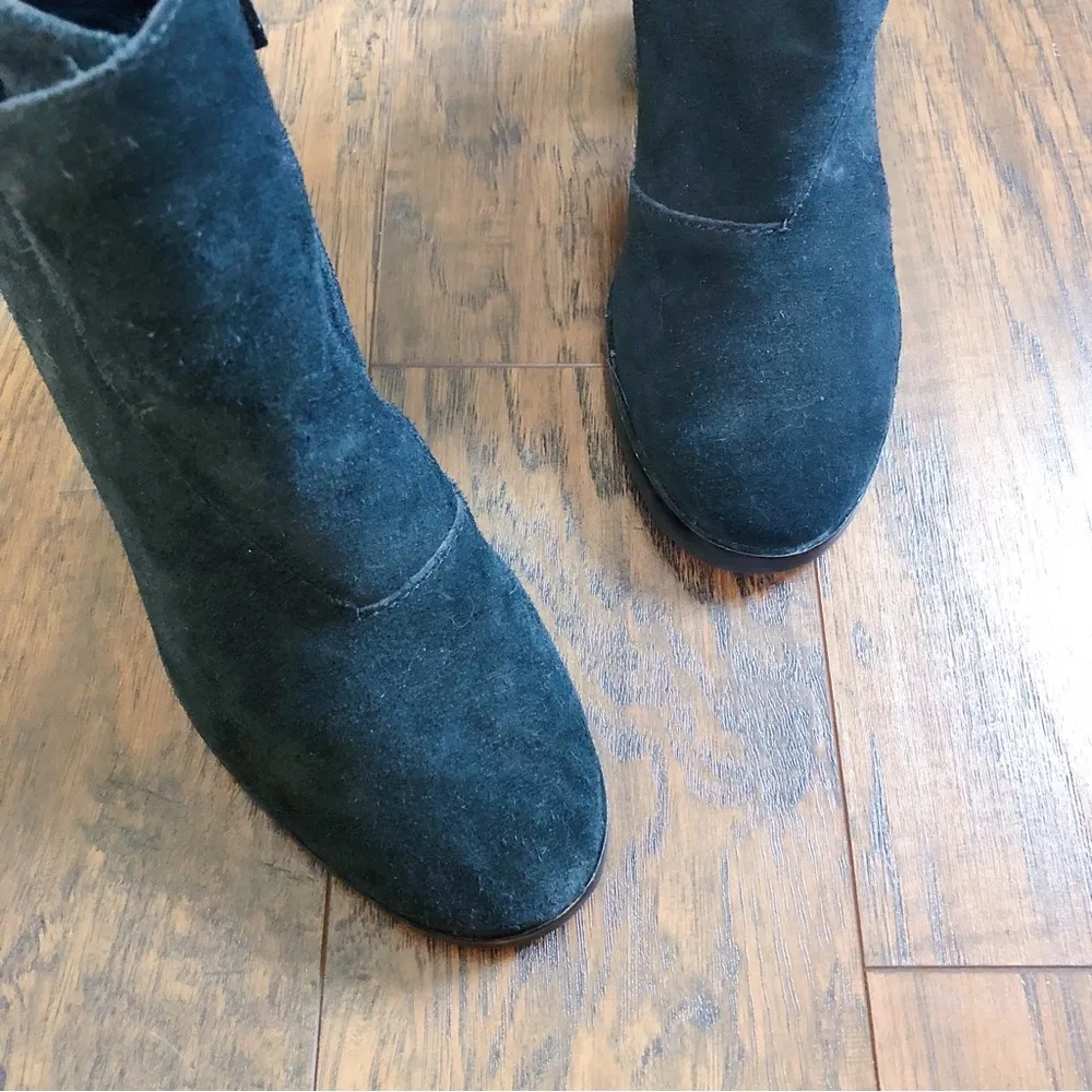 Cole Haan • Harrington Grand Riding Booties heel ankle boots black suede buckle - Image 4