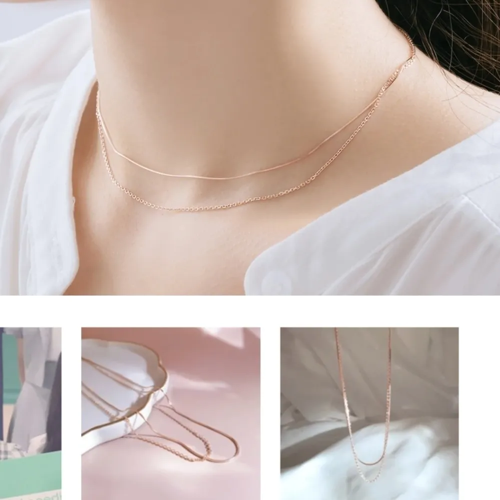 NEW 18k Rose Gold Plated‎ Double Layer Necklace - Image 9