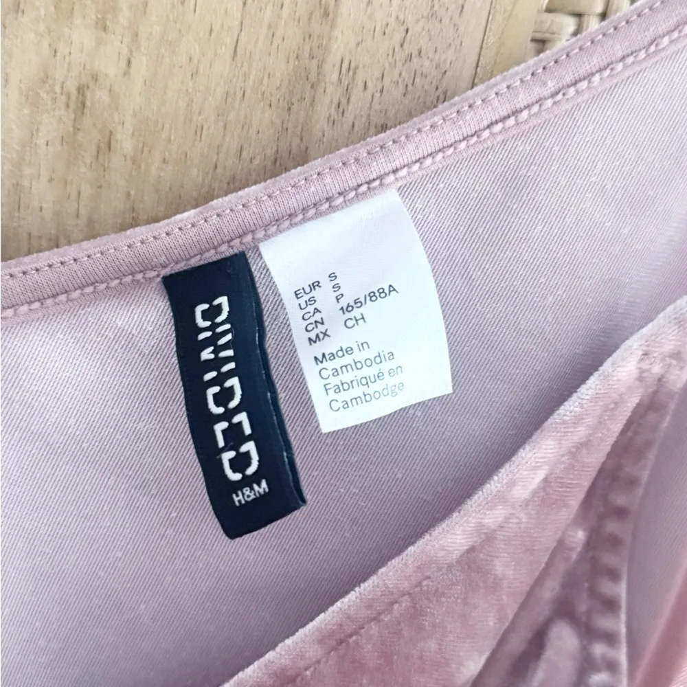 H&M Crushed Velvet Tank Cami Pink Size Small Top Summer Going Out - Image 3