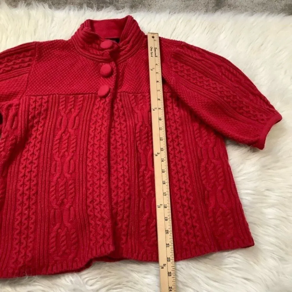 Style & Co Red Sweater Top Button Cotton Knit Size XL - Image 2