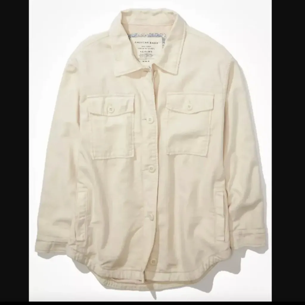 American Eagle Outfitters Cream Military Shacket Shirt Jacket Size XL NWT - Image 9