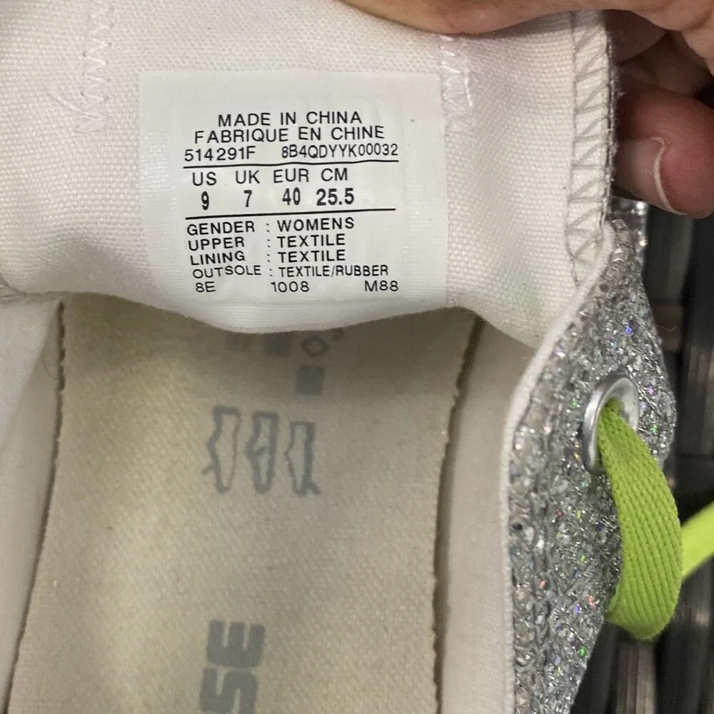Converse, silver glitter women’s size 9 sneakers - Image 6