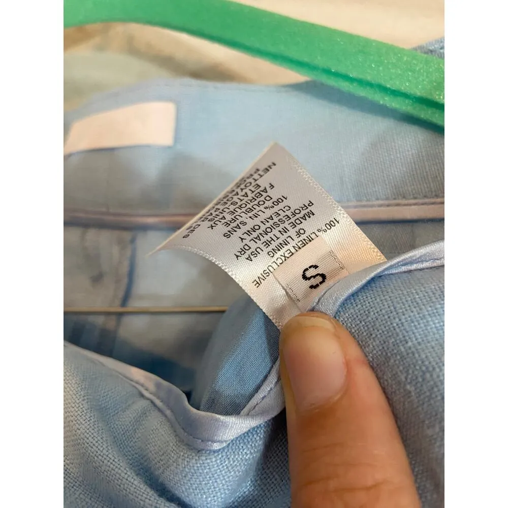 Sablyn Giselle Blazer & Charlee High Waist Pants Linen Blue Suit S - Image 5