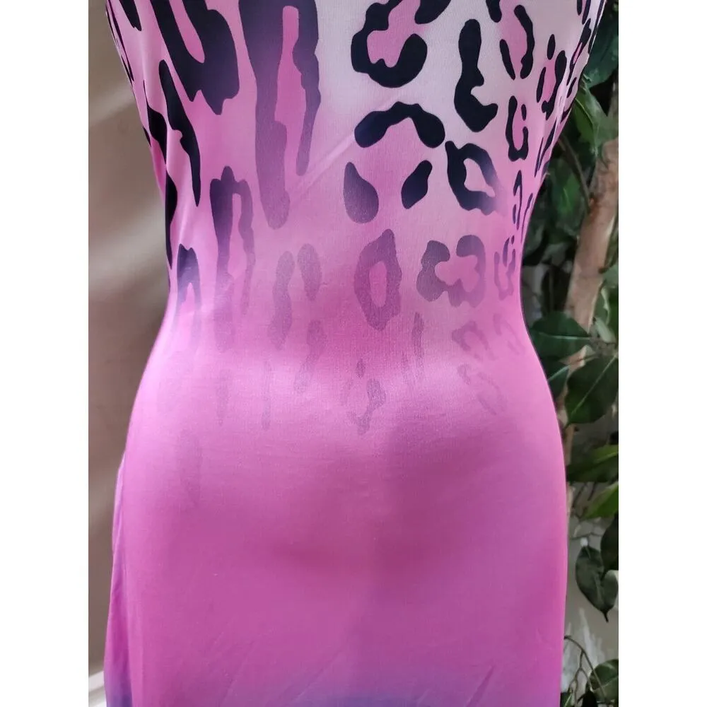 Multicolor Pockets Polyester Round Neck Sleeveless Long Maxi Dress Size Small - Image 3