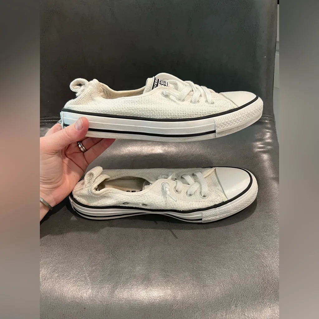 White Woven Women's Shoreline Converse Size 8 - Image 2