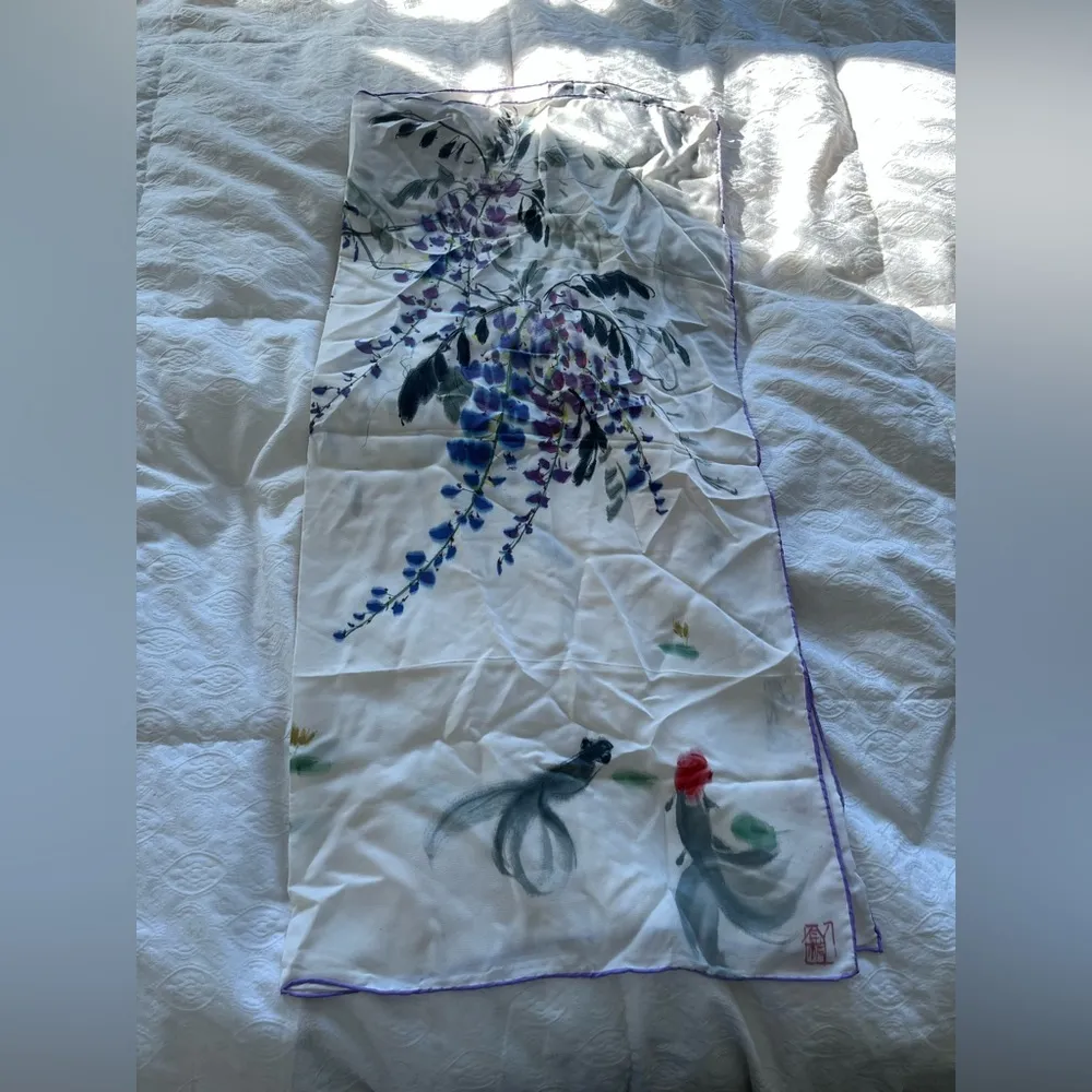 Semi sheer Asian artful scarf - Image 2