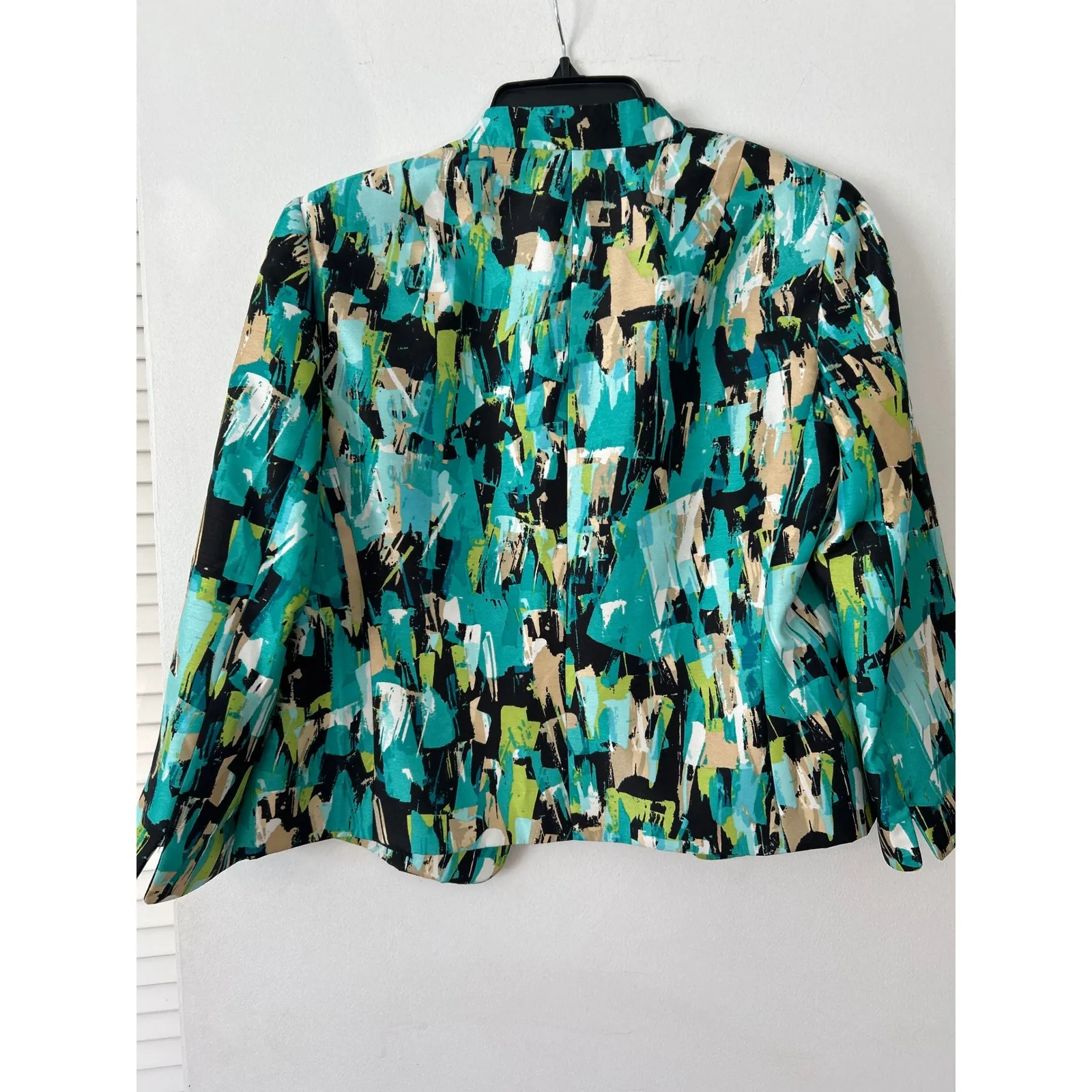 Kasper Separates Women's Blazer Jacket‎ Abstract Print Size 10 Turquoise - Image 4