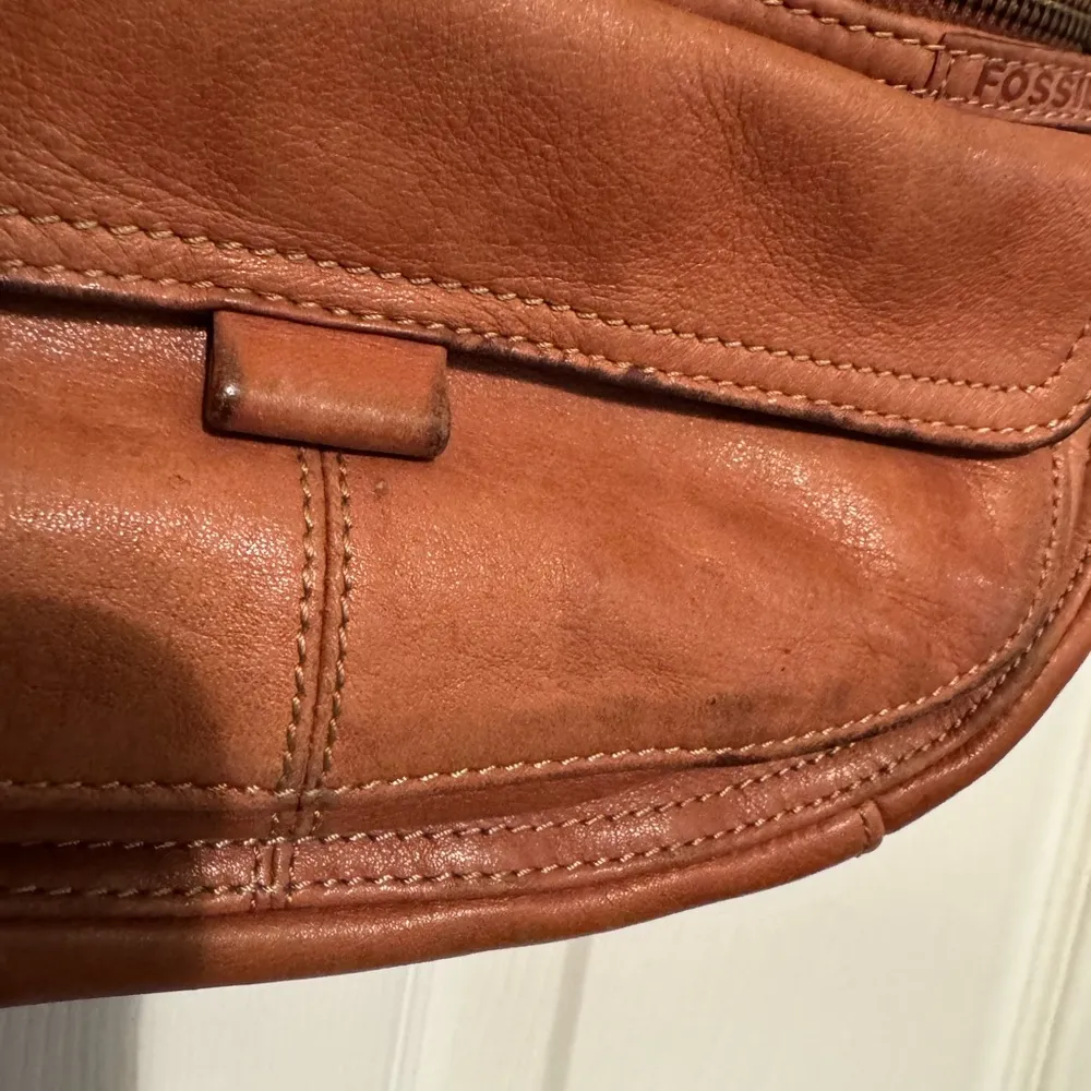 Vintage FOSSIL Everyday Hobo Cognac Leather Shoulder Hand Bag Retro Y2K Purse - Image 2