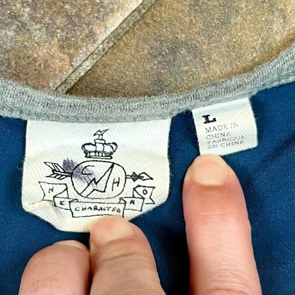 Women’s Blue Gray Baseball Top Large Blue - Image 10