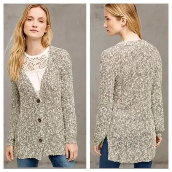 Anthropologie Angel of the North Mori Cardigan Size XS Gray - Image 2