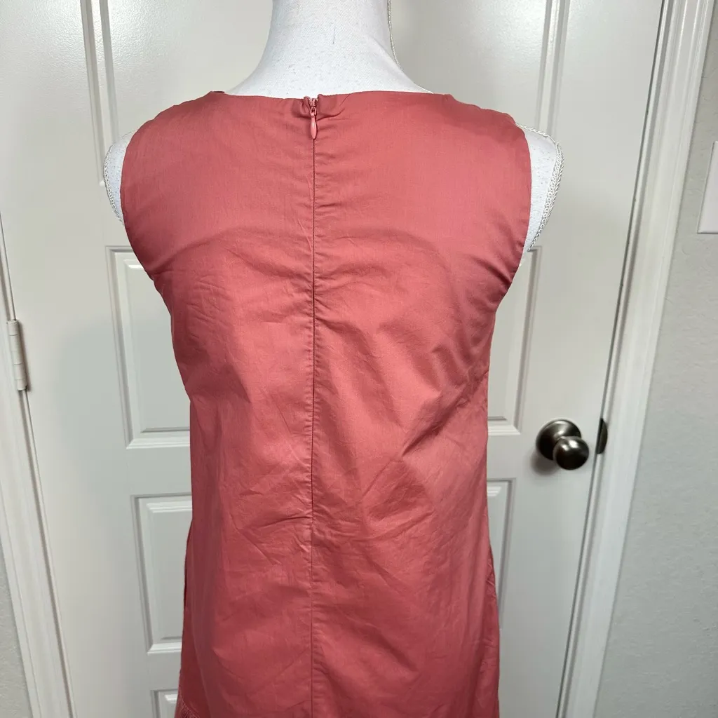 COS Modern Relaxed Sleeveless Cotton Pleated Midi Dress Salmon Pink Size 34 US 4 - Image 4