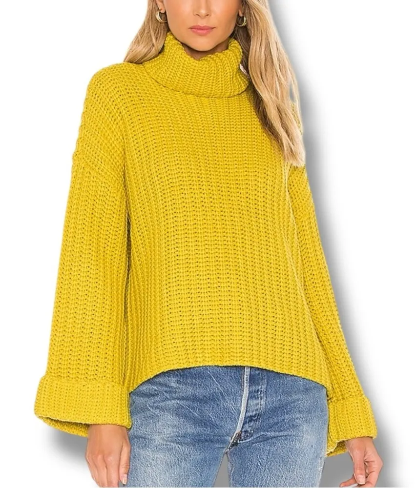 525 America x Revolve Wide Sleeve Turtleneck Sweater – Cosmic Green – Size Small - Image 1