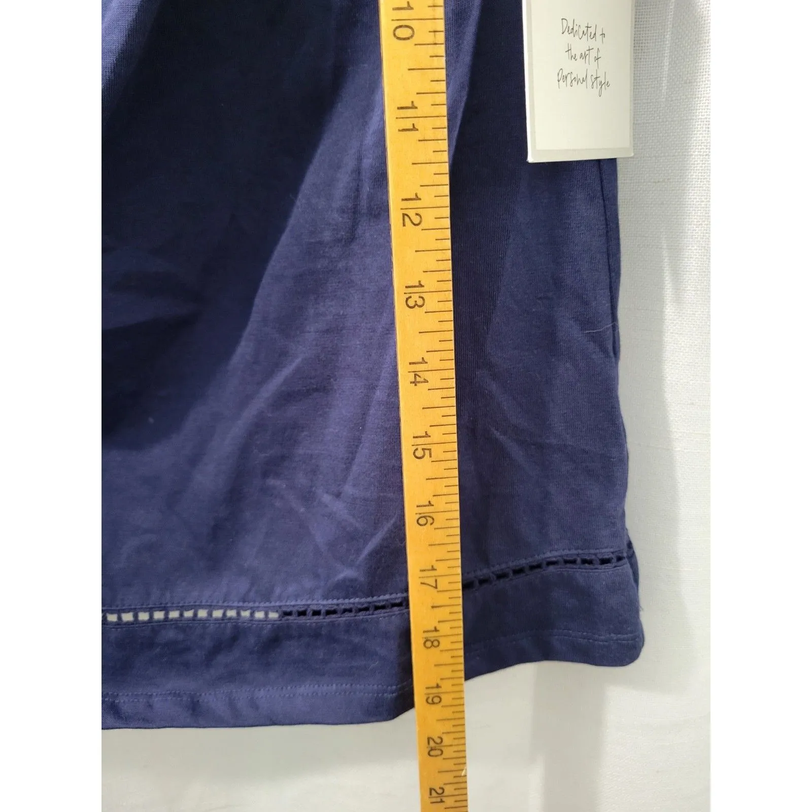 Calligraphy Blouse Women's Eyelet Lace Ballon Sleeve Size M Blue Size M - Image 9