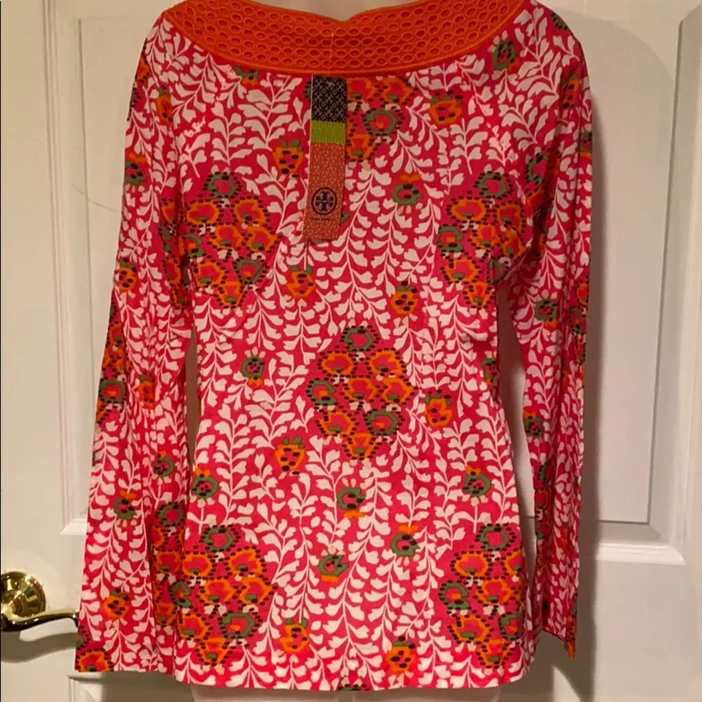 Tory Burch Abby Tunic Top Pink Wallpaper 6 NWT - Image 7