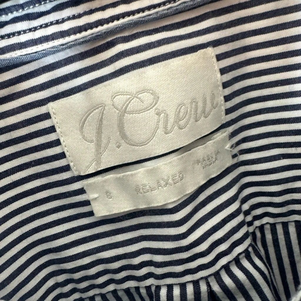 J.Crew Relaxed-fit crisp cotton poplin shirt in navy stripe size 8 - Image 3