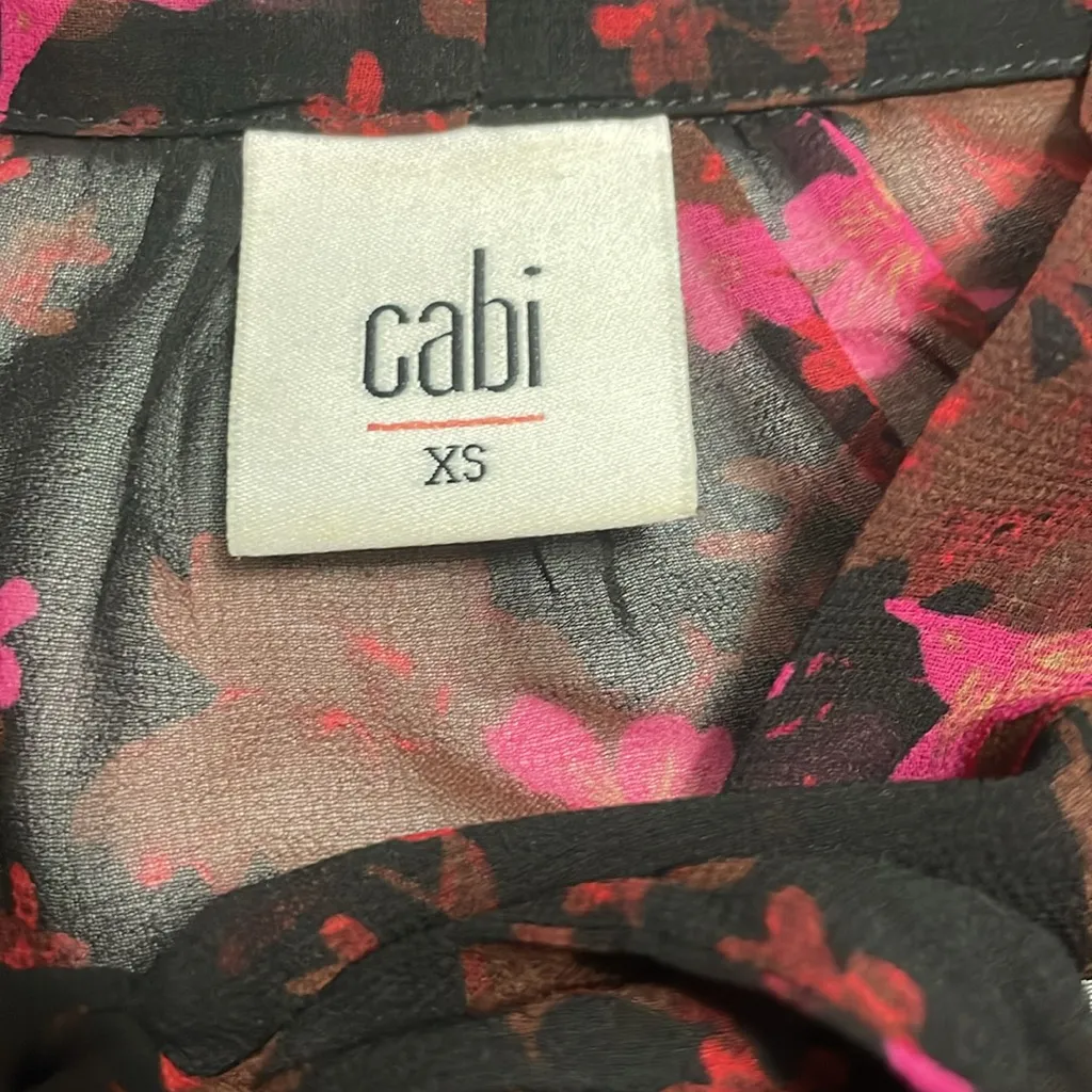 CAbi Style #3860 Candlelight Floral Sheer Long Sleeve Elastic Cuff Blouse Sz XS - Image 8