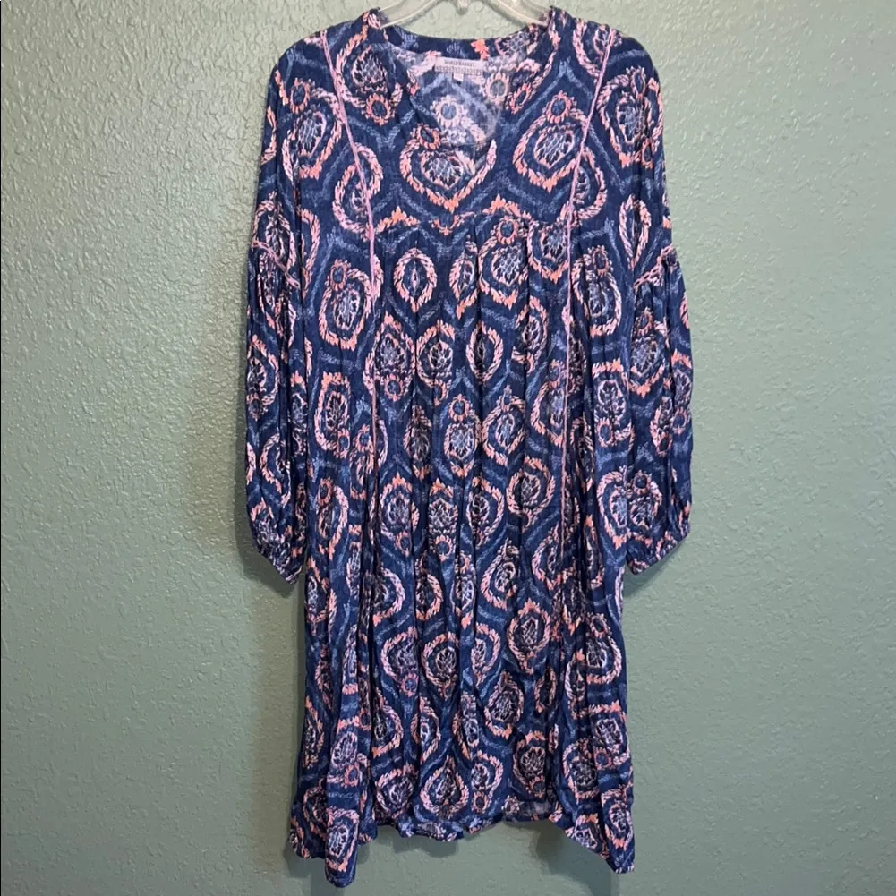 Floral Bohemian Blue and Pink Patterned Dress from World Market Size M - Image 2