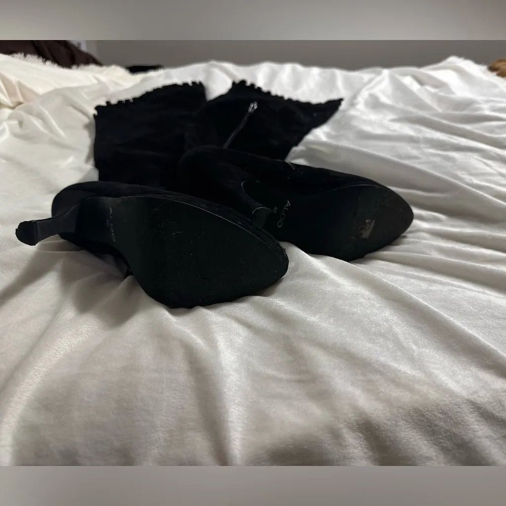 Aldo Black Suede Over the Knee Boots - Image 6