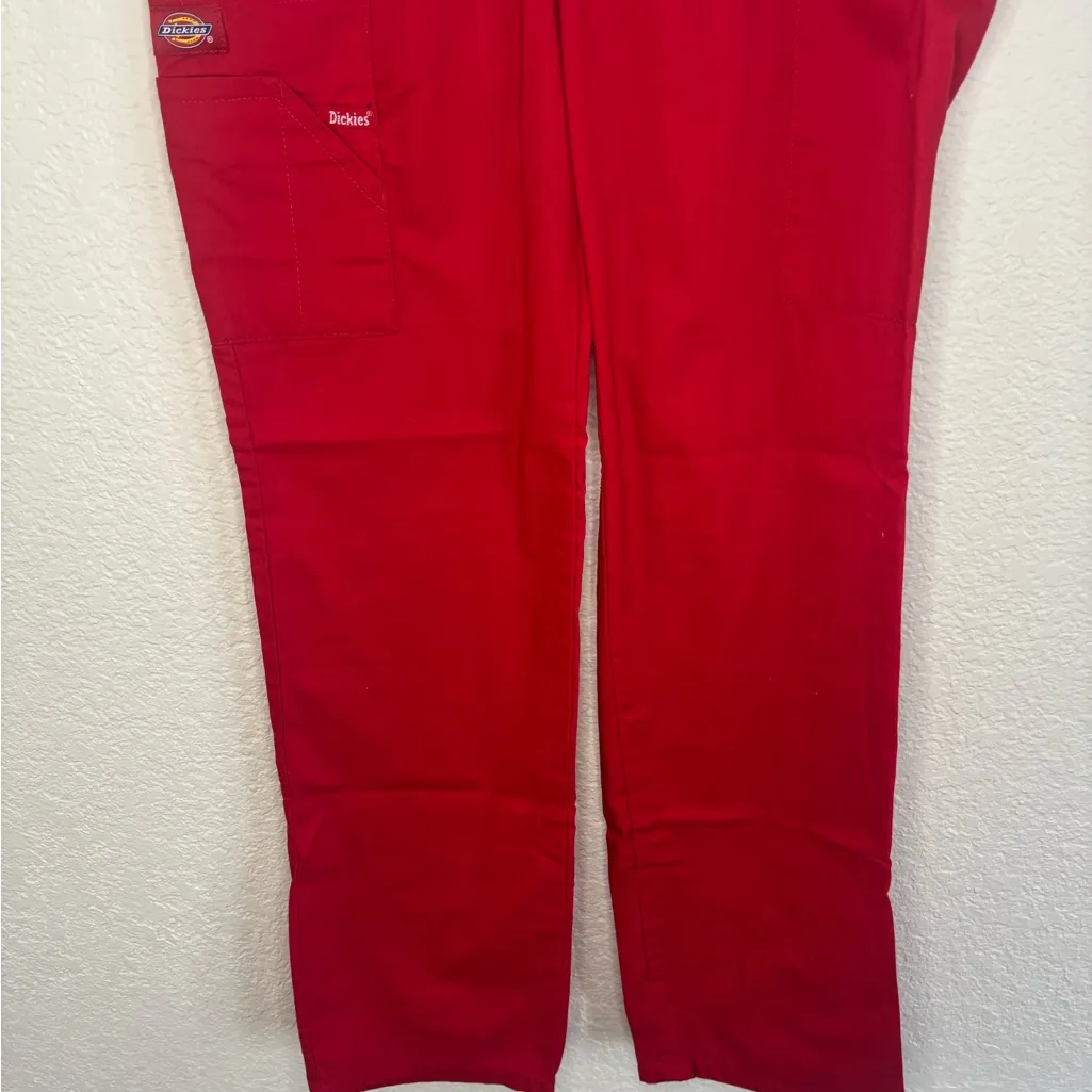Dickies Bold Red Cargo scrub  Pants - Image 4