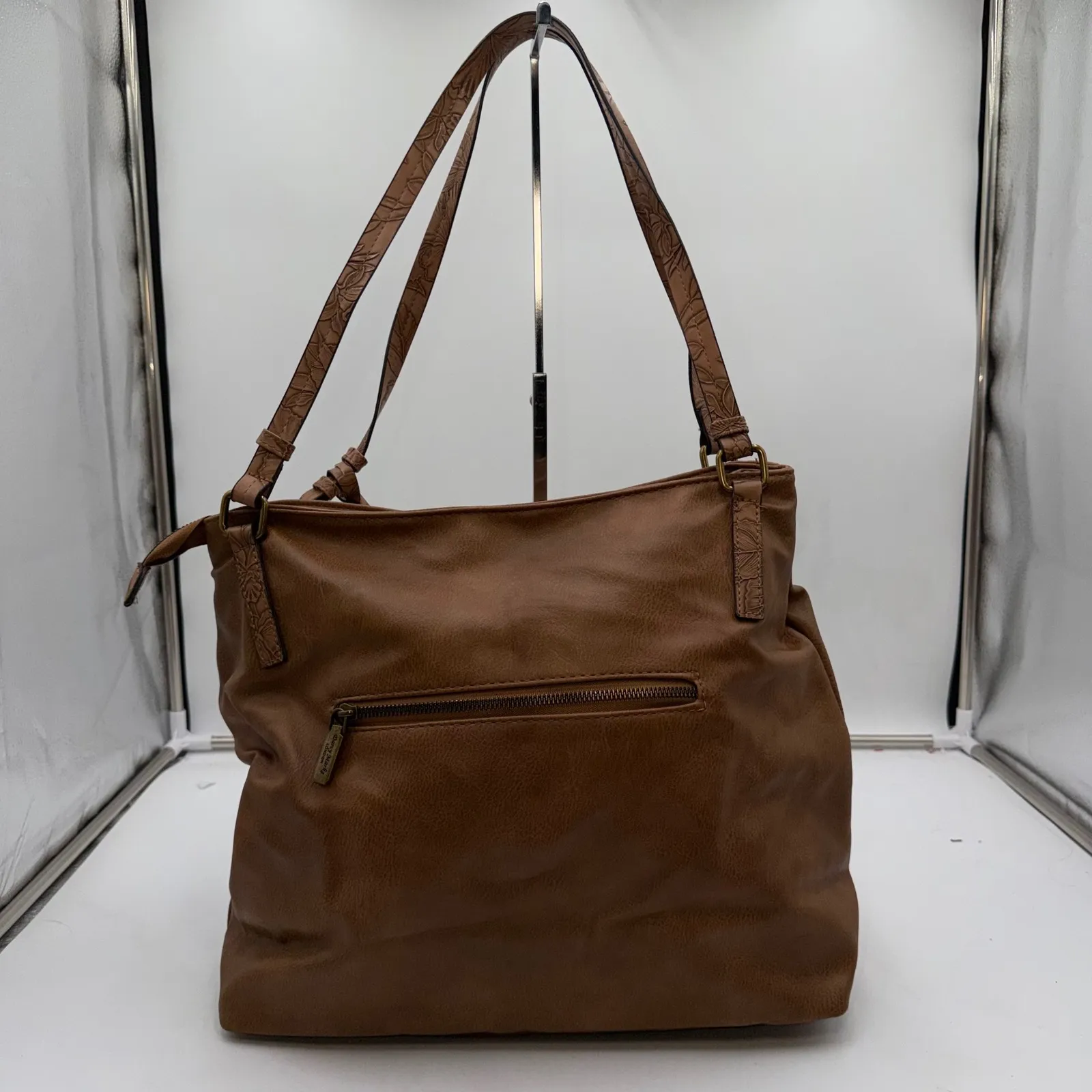 Darcy Marks London Brown Faux Leather Embossed Tassel Hobo Shoulder Bag - Image 5