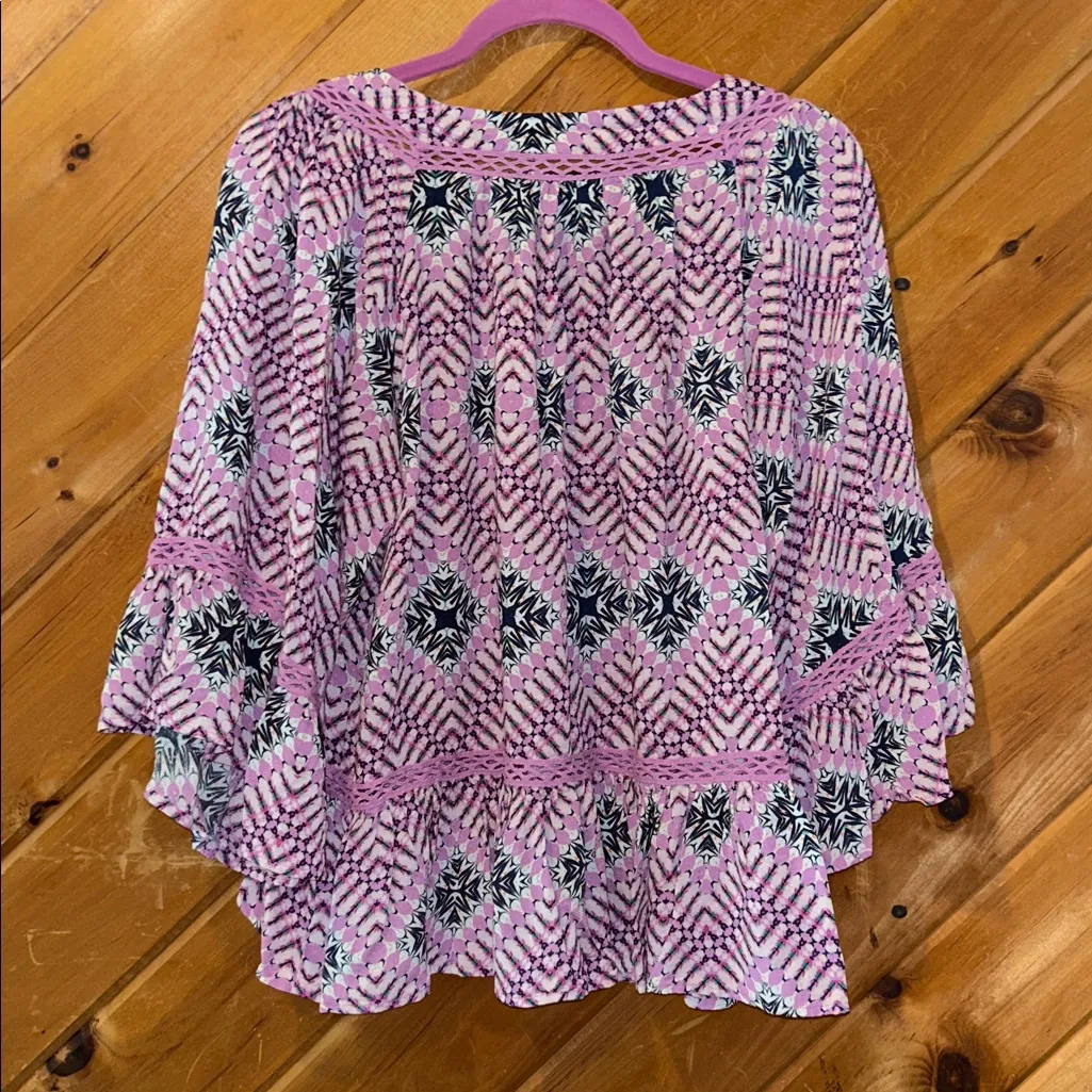 Haute Hippie Tribe Ivy 3/4 Sleeve Blouse Purple pastel butterfly sleeves - Image 5