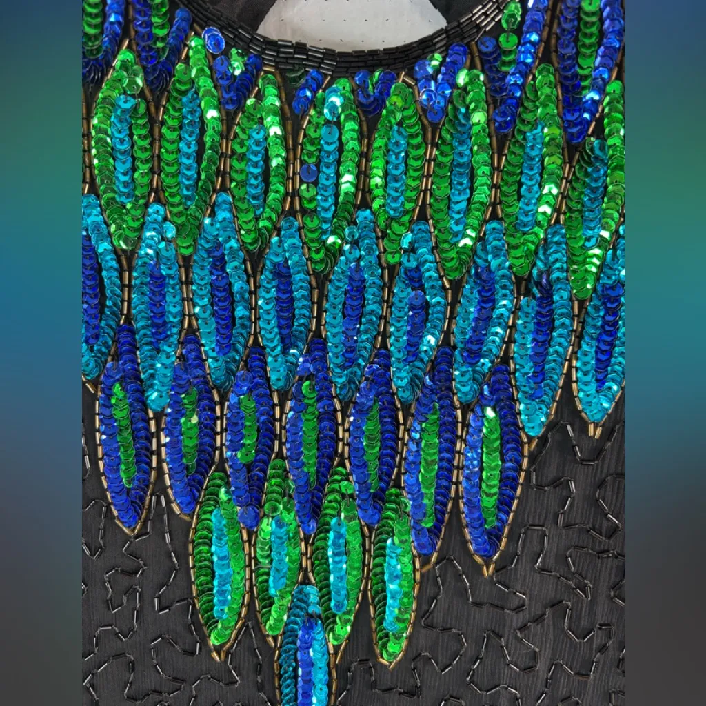 Stenay 12Petite Exquisite Silk Black Beaded Mini Dress Size 12P - Image 6